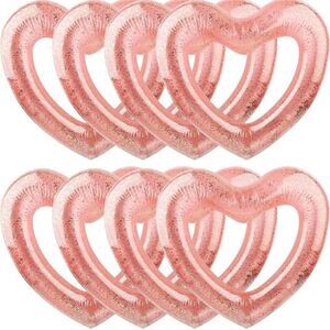 Pink Sparkle Heart Shaped Pool Floats Adult Size 8 Packs